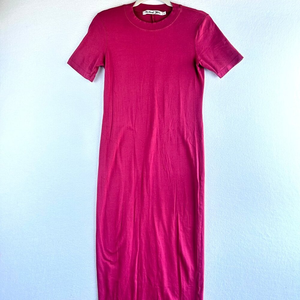 Michael Stars Shirt Dress Womens Size XS Pink Magenta Midi Casual Soft